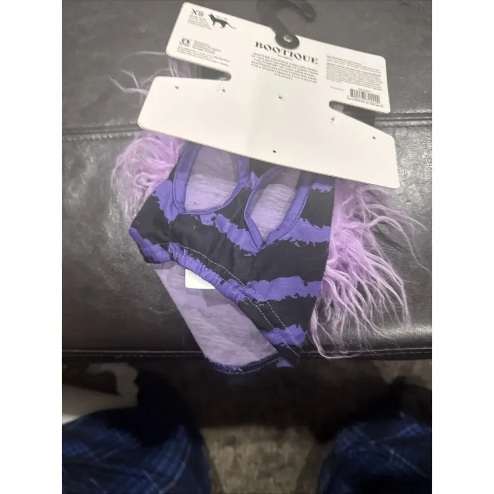 Petco Bootique Monster Cat Costume XS Purple Furry 2pc Halloween NWT